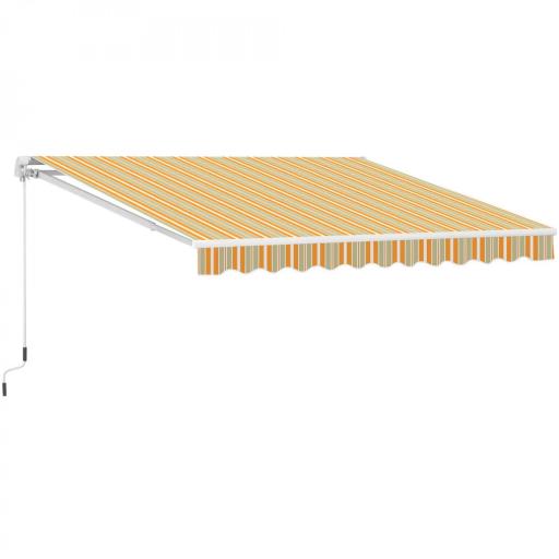 Toldo Manual Retráctil 300x250 cm Toldo para Balcón con Manivela de Metal Impermeable y Anti-UV Toldo Enrollable de Exterior para Jardín Terraza Ventanas Amarillo y Blanco [8]
