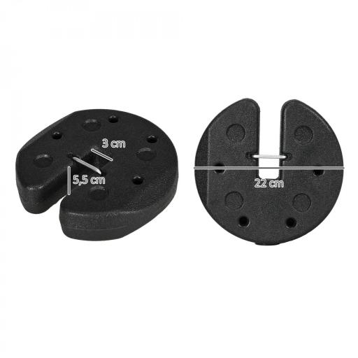 Pack de 4 Pesos para Carpas Plegables Rellenados con Cemento Bases para Toldo Pérgola Ø22x5,5 cm Negro [1]