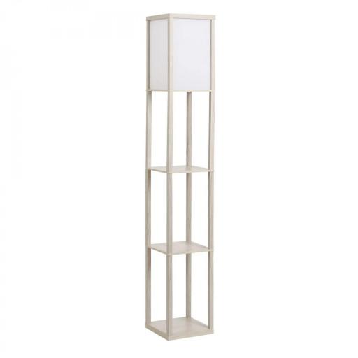 Lámpara de Pie con Estantes de Almacenaje, Lámpara de Madera Moderna, Bombilla E27, para Salón, Dormitorio, Oficina, Roble [8]