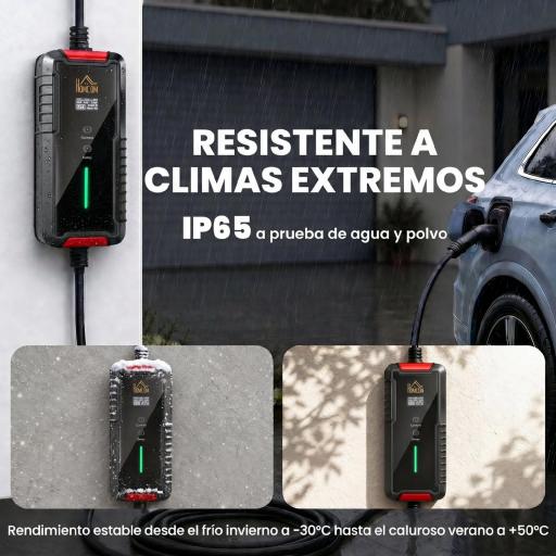 Cargador Coche Eléctrico Tipo 2 3,5kW 5m 6-16A Temporizador 1-12h Enchufe Schuko Pantalla LCD IP65 de Pared Bolsa Negro [3]