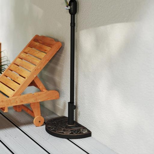 Soporte para Parasol Peso 9 kg en Forma de Semicírculo para Poste de Paraguas de Ø3,8 cm y Ø4,8 cm 50x31x32 cm Bronce [7]