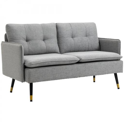 Sofá de Salón de 2 Plazas Moderno con 4 Cojines Reposabrazos y Patas de Acero Carga 240 kg 139x68x80 cm Gris [9]