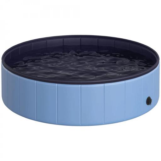 Piscina Plegable para Perros Gatos Ø120x30 cm Bañera Portátil para Mascotas PVC Antideslizante Múltiples Usos para Interiores y Exteriores Azul [8]