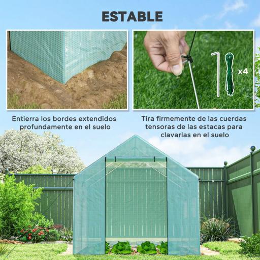 Invernadero de Túnel 2x3x2 m con 4 Ventanas de Malla y Puerta con Cremallera Invernadero de Huerto para Jardín Verde [4]