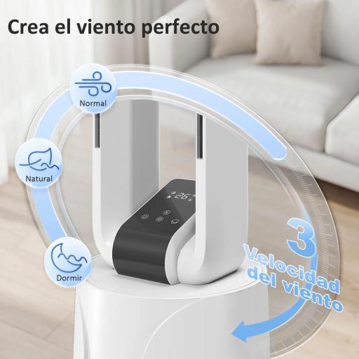 Enfriador de Aire 3 en 1 con Depósito de 1,7L Modos Ajustables Temporizador Control Remoto 24,7x24,7x109,5 cm Blanco [5]