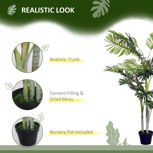Planta Artificial Palmera 150 cm con Maceta y Musgo para Decoración Interior Salón Oficina Ø18x150 cm Verde [3]