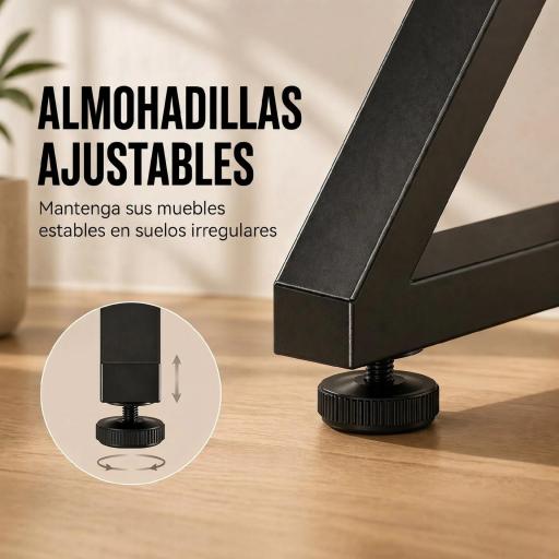 Juego de 2 Patas de Mesa de Acero en Forma de X para Muebles Industriales con Almohadillas Ajustables y Tornillos Negro [7]