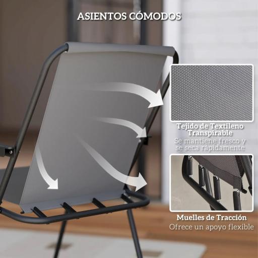 Conjunto de Muebles de Jardín de 6 Piezas con Mesa Redonda Sillas Plegables y Sombrilla para Patio y Terraza Color Gris [5]