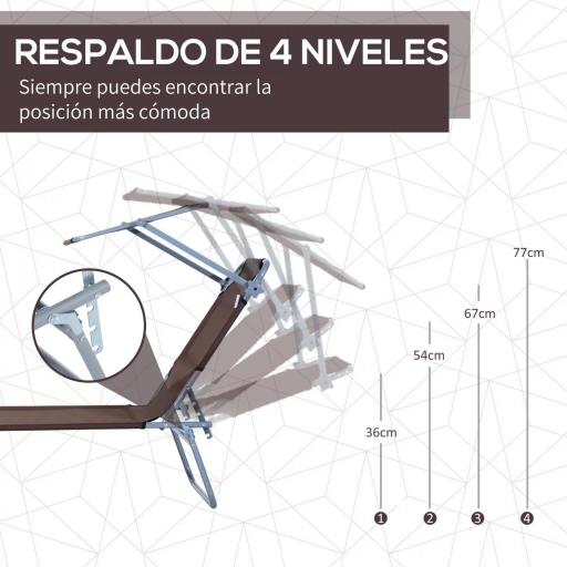 Tumbona de jardín Plegable con Toldo y Respaldo Reclinable para Jardín Terraza Acampada 187x58x36cm Marrón [2]