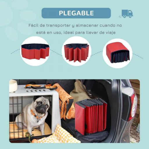 Piscina Plegable para Perros Gatos Ø160x30 cm Bañera Portátil para Mascotas PVC Antideslizante Múltiples Usos para Interiores y Exteriores Rojo [7]
