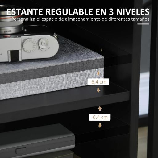 Mueble con Ruedas Armario de Oficina Multifuncional con Estantes con Amplio Espacio de Almacenaje 60x50x65,5 cm Negro [6]