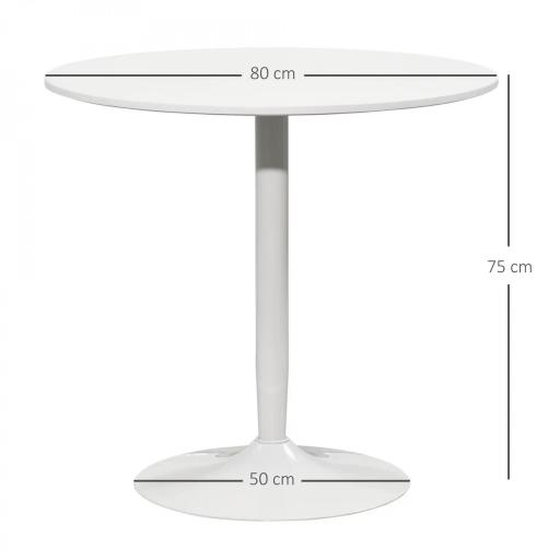 Mesa de Comedor Redonda Mesa de Cocina para 2 Personas con Base de Acero y Almohadilla Antideslizante Ø80x75 cm Blanco [1]
