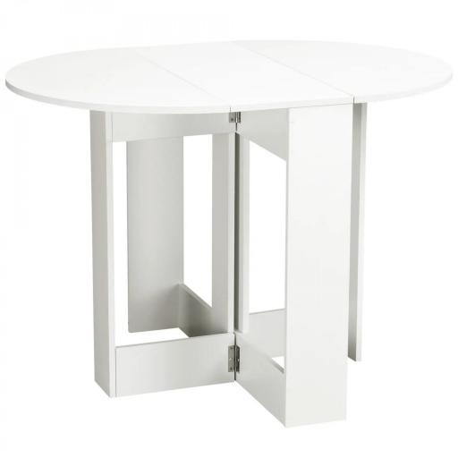 Mesa Plegable de Comedor Mesa de Cocina Plegable con 2 Alas Abatibles Mesa Plegable para 2-4 Personas 104x76x73,7 cm Blanco [8]