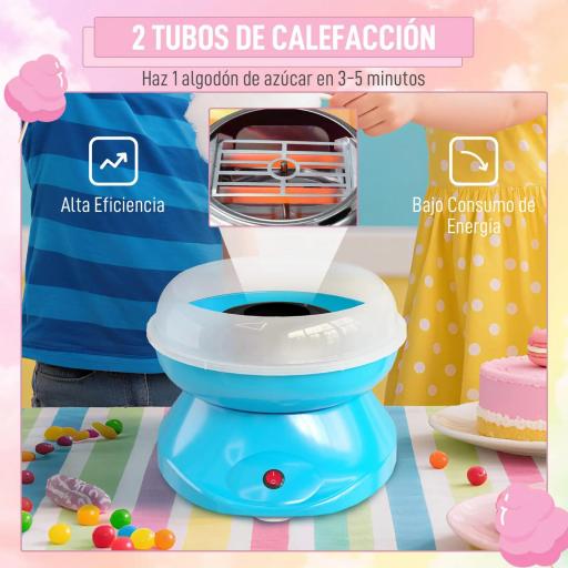 Máquina de Algodón de Azúcar en Casa de Polipropileno Acero Inox. y Aluminio 450W-550W para Fiestas 27x26x18 cm Azul [5]