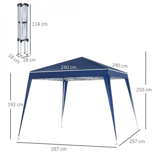Carpa Plegable 3x3 m, Pop-up, Cenador Pabellón de Jardín, Altura Ajustable con Bolsa de Transporte, Anti-UV, Impermeable, Gazebo para Camping, Fiestas, Exterior, Azul [1]