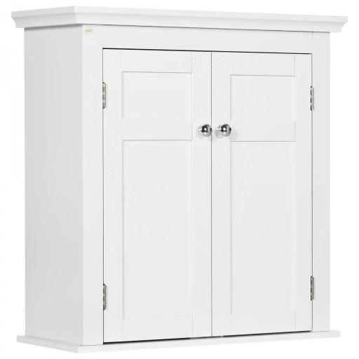Mueble de Baño Colgar con Estantes Ajustables y Puertas con Cierre Magnético Armario de Pared 58x24x60 cm Blanco [8]