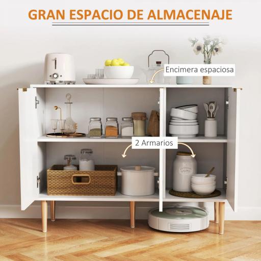 Aparador de Salón con Estante Ajustable Aparador de 3 Puertas Acanaladas 107x35x80 cm Blanco [2]
