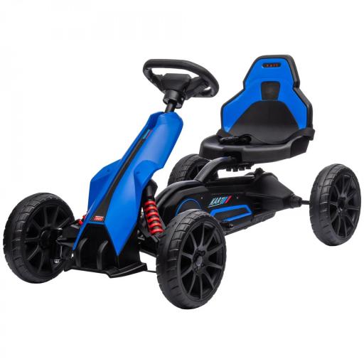 Kart Coche Eléctrico Infantil 12V de 3 a 8 Años Velocidad 3-5km/h y Cinturón de Seguridad 100x58x58,5cm Azul [9]
