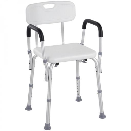 Silla para Ducha Taburete de Ducha Antideslizante con Altura Ajustable y Reposabrazos Regulable Carga 136 kg [8]