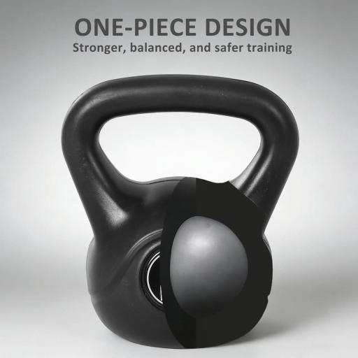 Pesa Rusa de 8 kg Kettlebell Relleno de Arena con Mango Ancho Antideslizante para Entrenamiento 22x17x24 cm Negro [3]