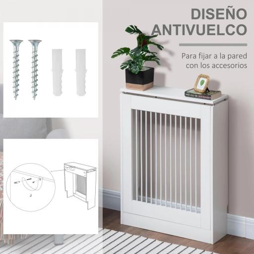 Cubierta de Radiador Cubre Radiador Moderno Pintado de MDF con Estante Superior para Salón Dormitorio 60x18x84 cm Blanco [4]