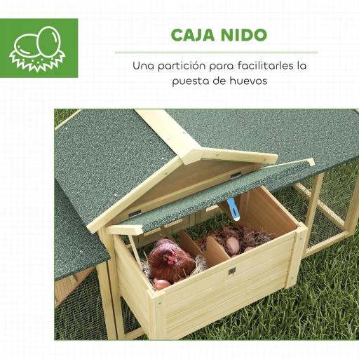 Gallinero para Exterior Grande de Madera 204x85x93 cm con Caja de Anidación Corral Bandeja Extraíble y Percha Natural [4]