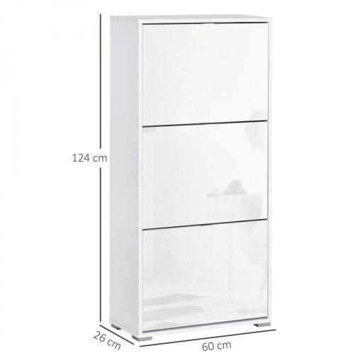 Armario de Zapatos Zapatero Moderno con 3 Cajones Capacidad de 18 Pares de Zapatos para Pasillo 60x26x124 cm Blanco [1]