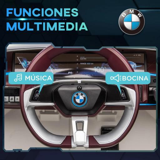 Coche Eléctrico para Niños 37-72 Meses Autorización BMW I4 con Control Remoto y Cinturón de Seguridad 115x67x45cm Blanco [3]