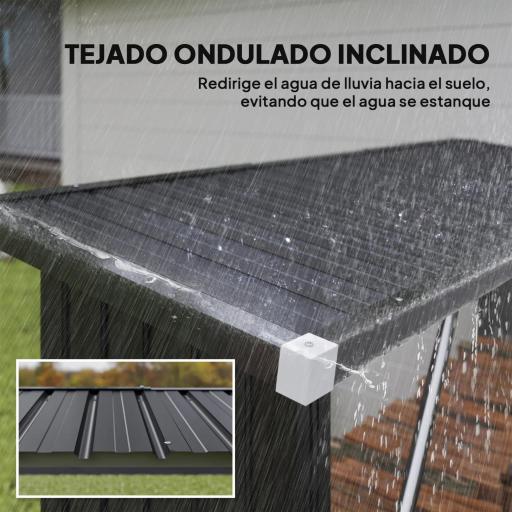 Casetilla para Leña de Acero Galvanizado con Base Elevada y Techo Inclinado 213x66,5x150 cm Gris Oscuro [5]