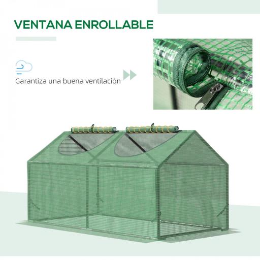 Invernadero de Exterior 120x60x60 cm Invernadero de Jardín con 2 Ventanas Enrollables Cubierta de PE 140g/㎡ y Marco de Acero Impermeable Anti-UV para Cultivo de Plantas Verduras Verde [4]