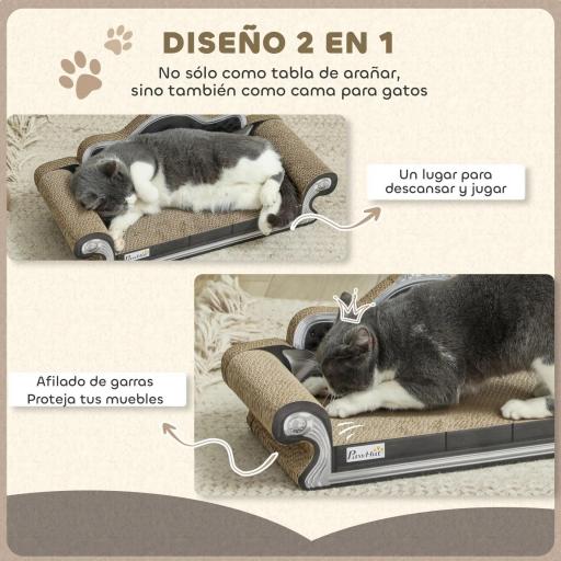 Rascador Cartón para Gatos en Forma de Sofá con Catnip para Interior 56,5x24x26 cm Marrón [2]