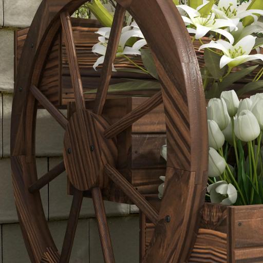 Jardinera de Madera Macetero Exterior de 3 Niveles Diseño de Escalera Orificios de Drenaje 61x62x57 cm Carbonizado [7]