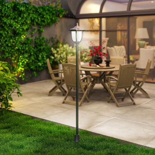Lámpara Solar de Jardín Farola con 6 Luces LED con Batería Recargable Solar con Autonomía de 6-8 Horas Ø26,5x177cm Negro [6]