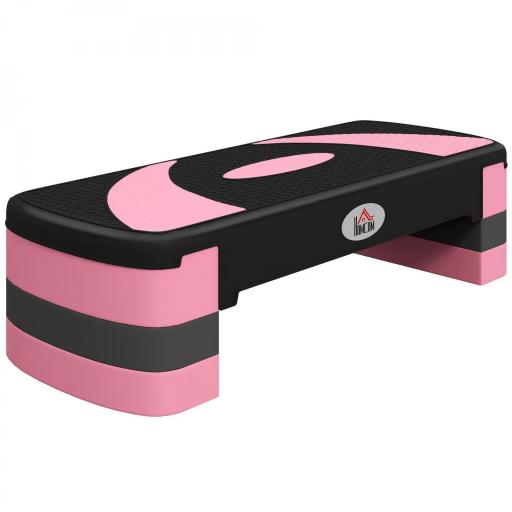 Step de Aeróbic para Fitness Antideslizante con Altura Regulable 3 Niveles de 10/15/20 cm Carga 150 kg 80x31x20 cm Rosa [8]