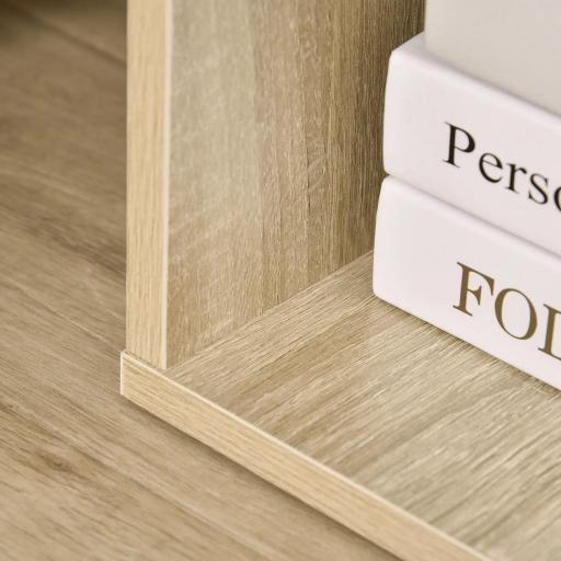 Mesita Auxiliar de Salón Moderna Mesilla de Noche con 3 Estantes Tablero de Cristal Mesita de Café para Sala de Estar Dormitorio 40x40x56 cm Madera Natural [7]