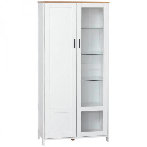 Alacena de Cocina Mueble Auxiliar de Cocina con Puerta de Vidrio y Estantes Ajustables para Comedor 76x36x160 cm Blanco [9]