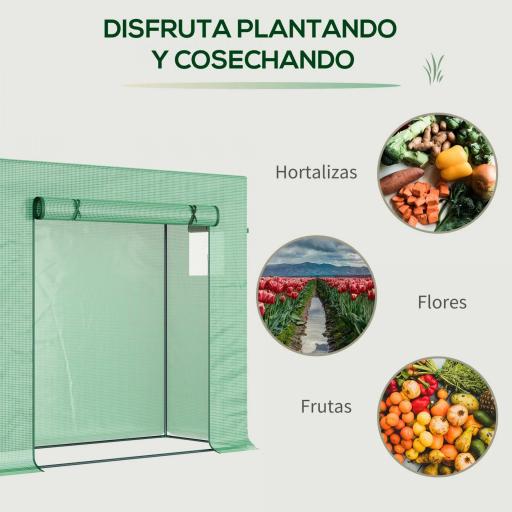 Invernadero de Exterior con Ventanas y Marco de Acero Invernadero para Cultivar Tomates Flores 200x76x168 cm Verde [3]