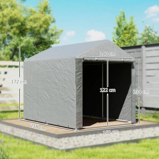 Carpa de Jardín para Bicicletas 1,6x2,2x1,7 m con 2 Habitaciones Puerta con Cremallera Impermeable Anti-UV Gris Claro [1]