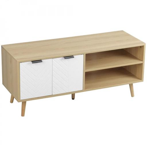 Mueble para TV Moderno con 2 Puertas y 2 Estantes para Televisores de hasta 46" 110x39x48,8 cm Natural y Blanco [8]