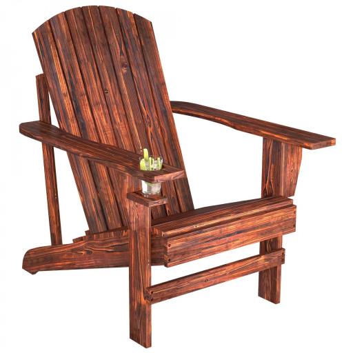 Silla Adirondack de Madera con Reposabrazos y Respaldo Alto para Terraza Balcón Exterior 72x95x93 cm Marrón [8]