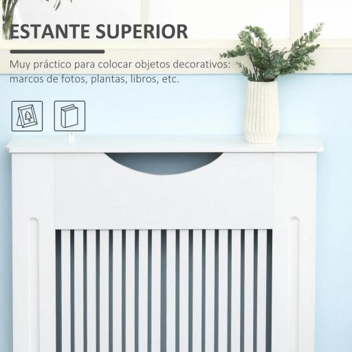 Cubre Radiador 78x19x82 cm Cubierta de Radiador de MDF Moderno con Estante Carga 10 kg y Dispositivo Antivuelco para Sala de Estar Dormitorio Blanco [8]