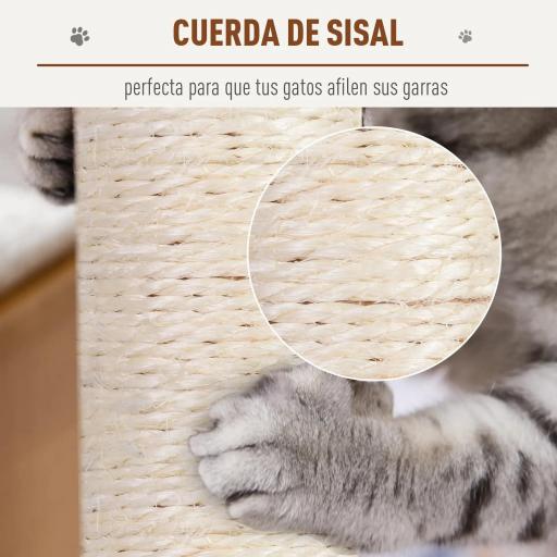 Rascador Árbol para Gatos 31x31x58 cm con Poste Central Casa Cama de Felpa Suave para Arañar Dormir y Jugar Gris y Beige [4]