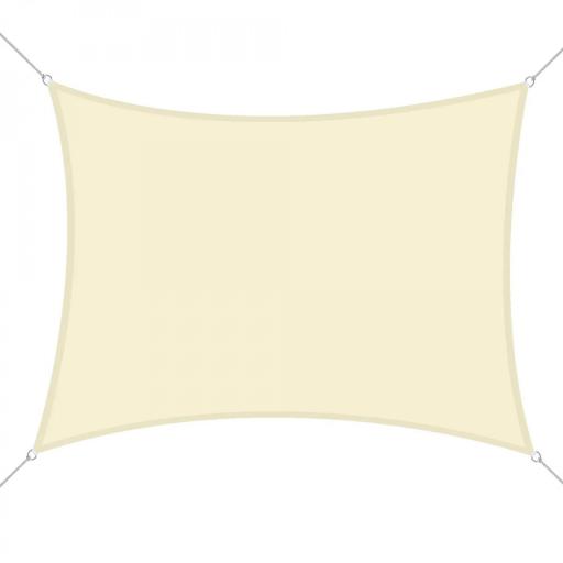 Toldo Vela Rectangular 6x4 m Vela de Sombra para Jardín Patio Terraza Poliéster Anti UV Color Beige [8]