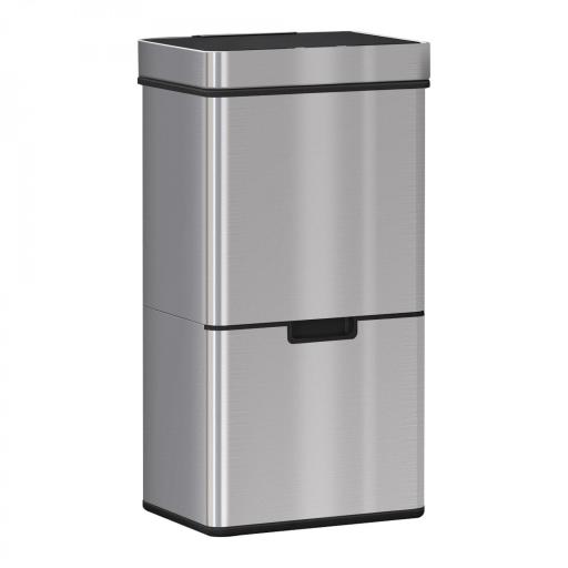 Papelera de Cocina 72L con Sensor Detector de Movimiento Apertura Automático y 3 Compartimentos 42x30x81 cm Gris [9]
