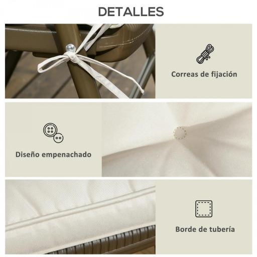 Conjunto de Cojines para Sillas de Comedor y Jardín Impermeable con 2 Amarres de Fijación 42x42x5 cm Crema [5]