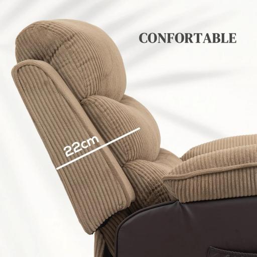 Sillón Relax Reclinable Eléctrico Levanta Personas con Mando a Distancia Puerto USB y Bolsillos Laterales Marrón [4]