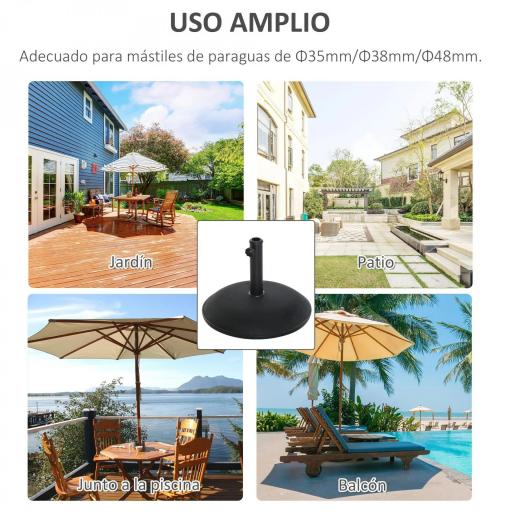 Base para Sombrilla Redonda 25 kg Soporte de Parasol de Cemento para Sombrilla con Postes Ø33 mm Ø38 mm Ø48 mm [3]