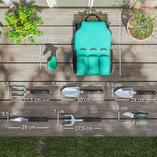Juego de Herramientas Jardinería de 9 Piezas de Aluminio con Tijeras de Podar con Bloqueo Seguro Bolsa de Jardín Ligera [1]