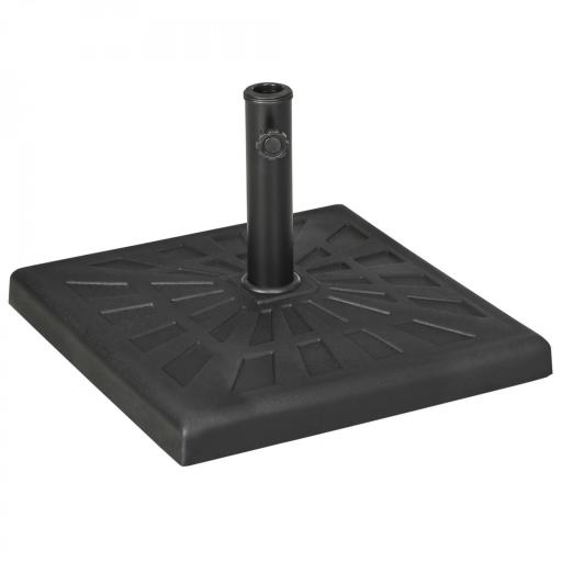 Base para Sombrilla de Resina 19 kg para Mástil de Ø32/38/48 mm para Jardín Terraza Patio 51x51x32 cm Negro [8]