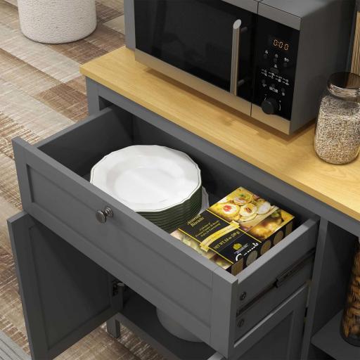 Alacena de Cocina Mueble Auxiliar de Cocina con 5 Puertas Estante Ajustable y Encimera de Microondas 100x40x180cm Gris [6]